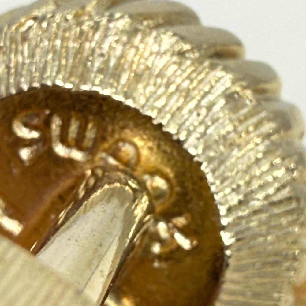 Vintage Swank Mesh Wrap Cufflinks Amber Crystal Rivoli Stone MCM Gold Tone - Picture 8 of 10